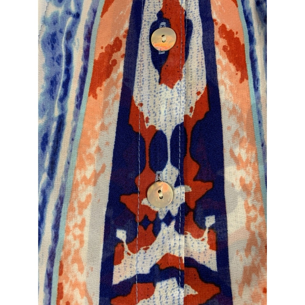 Valerie Stevens sheer peasant blouse BoHo red white and blue Large - Picture 7 of 12